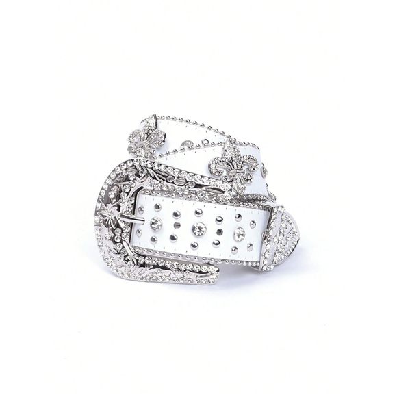 Strарvіа Accessories - Rhinestone Belt For Men & Women, Western Cowboy Cowgirl Belt With Bling Cross😉